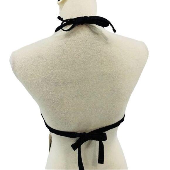 Cupshe Textured Black Halter Top Lettuce Edges Womens Medium - Picture 7 of 7